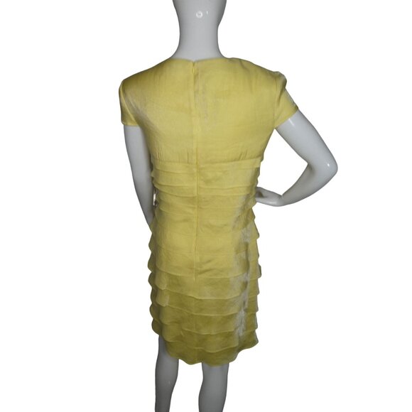 London‎ Times Fairycore Chifon Yellow Tiered Ruffle Cocktail Dress - Picture 5 of 7